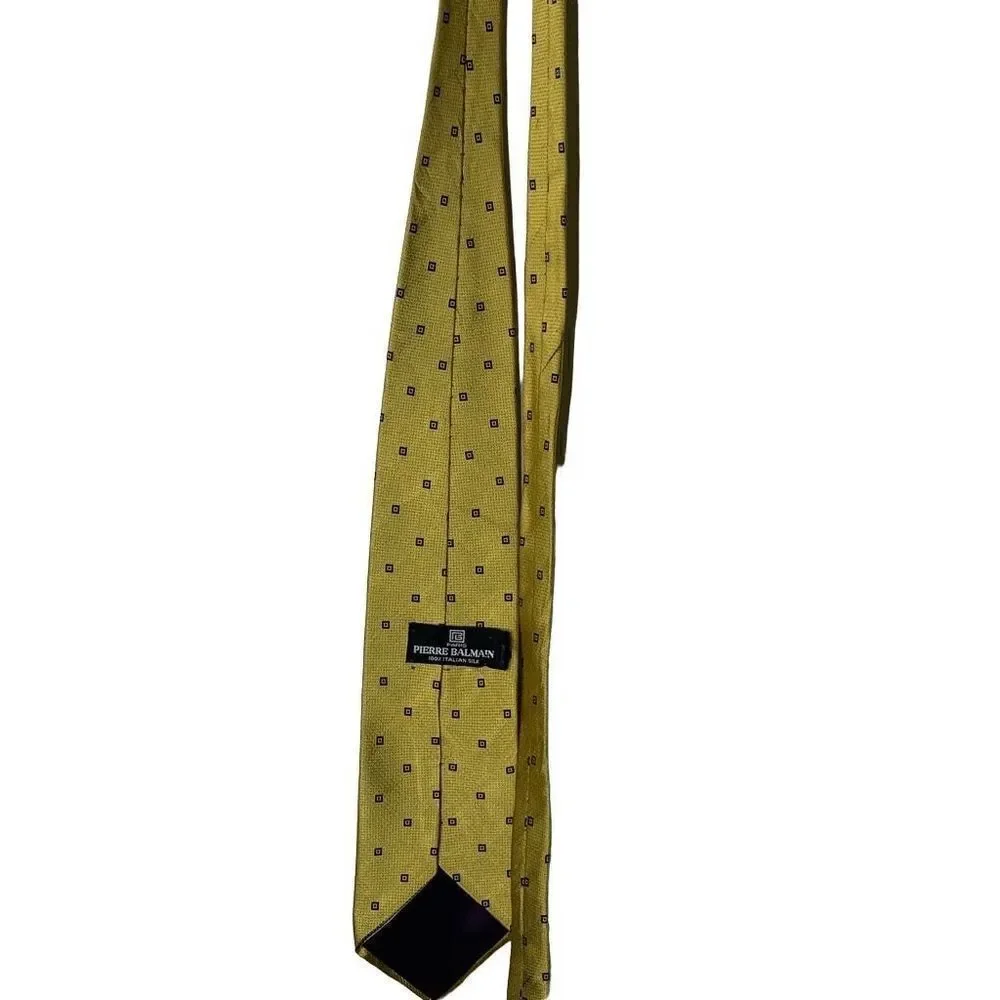 Pierre Balmain Paris 100% Italian Silk yellow tie